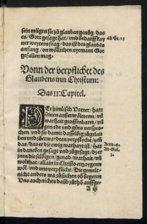 Vonn der verpflichtt des Glaubens inn Christum: Das II: Capitel.