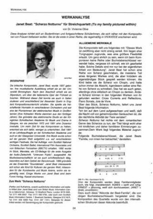 Janet Beat: Streichquartett "Scherzo Notturno" : Werkanalyse