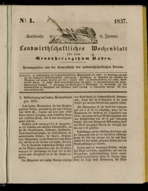 No 1. 1837. 6. Januar