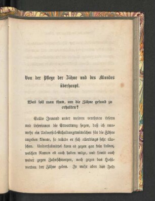 Von der Pflege der Zähne und des Mundes überhaupt.