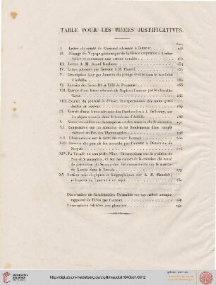 Table pour les pièces justificatives