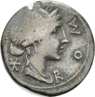 Denar des Mn. Aemilius Lepidus mit Darstellung eines Reiterstandbilds