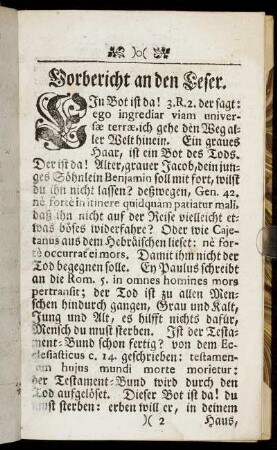 Vorbericht an den Leser.