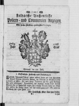27tes Stück, Ausgabe vom 5. Julii 1769