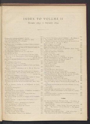 Index to Volume II. December 1893 — November 1894