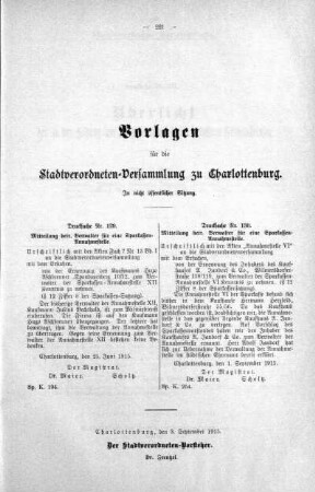 In nicht öffentlicher Sitzung (129,13), 08. September 1915