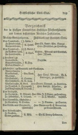 Verzeichniß der in hiesigen saemmtlichen Hessischen Fuerstenthuemern und Landen befindlichen Adelichen Justitiarien