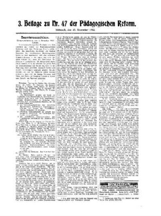 Beamtenausschüsse : (Schluß folgt) ; 3. Beilage zu Nr. 47 der Pädagogischen Reform