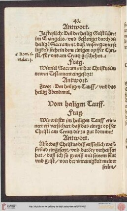 Zweiter Teil: Von des Menschen Erlösung/Von der heiligen Taufe (Frage 69-74)