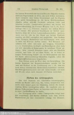 Färben des Aristopapiers