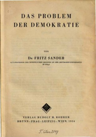 Das Problem der Demokratie