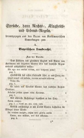 Rechtsregeln und Sprüche : herausgezogen aus des Wiguläus Xaver Alois Frhr. von Kreittmayr Anmerkungen zu den bayerischen Gesetzbüchern ; mit dem Standbild desselben