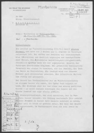 Vaihingen/Enz: Visitationsbericht mit Pfarrbericht 1963