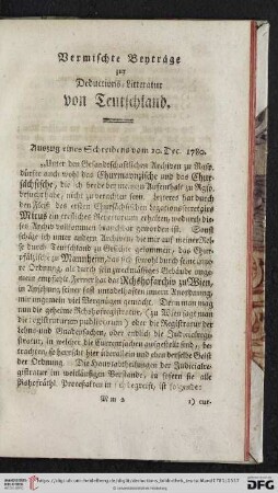 Vermischte Beyträge zur Deductions-Litteratur von Teutschland