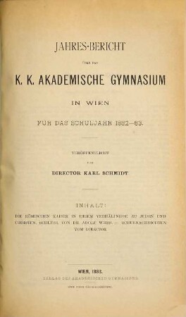 Jahresbericht. 1882/83