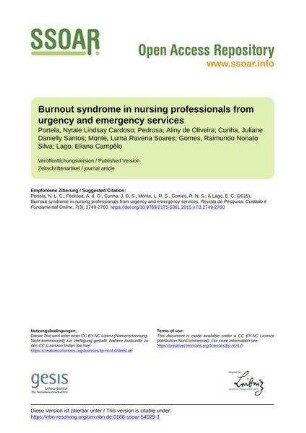 Burnout syndrome in nursing professionals from urgency and emergency services