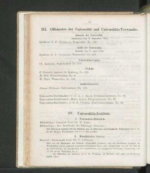 III. Officianten der Universität und Universitäts-Verwandte.