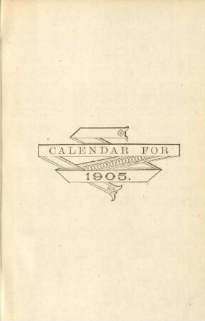 Calendar for 1905