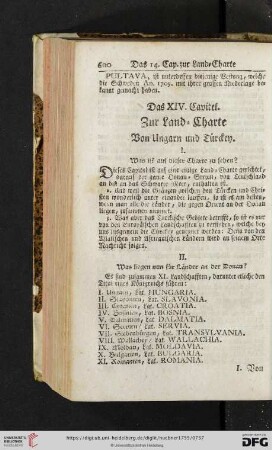 Das XIV. Capitel: Zur Land = Charte von Ungarn und Türckey