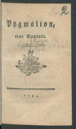 Pygmalion : eine Kantate
