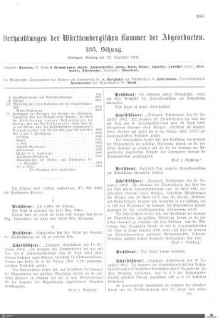 138. Sitzung, Stuttgart, 22.12.1902