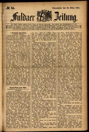 Ausgabe vom Samstag, den 18. März 1882.