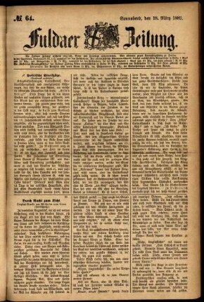 Ausgabe vom Samstag, den 18. März 1882.