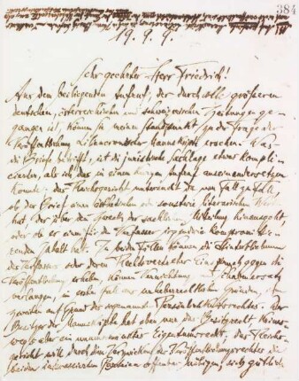 Brief an Wilhelm Friedrich