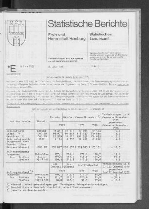 Bauhauptgewerbe in Hamburg im November 1979 : Lfd. Nr. 3