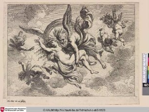 [Die Zeit entführt die Schönheit; Borias and Eurythia, flying to left]