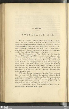 XI. Hobelmaschinen