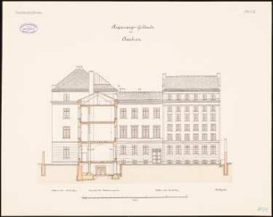 Regierungsgebäude, Aachen: Aufriss Querschnitt 1:100