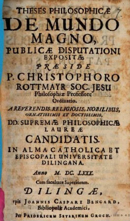Theses philosophicae de mundo magno