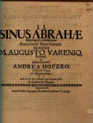 Sinus Abrahae philologice consideratus