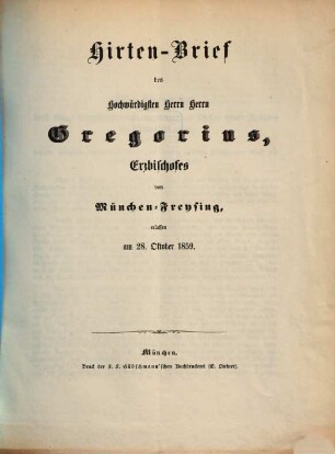 Hirtenbrief. 1859, 28. Okt.