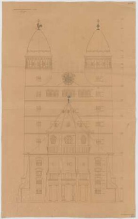 Fischer, Theodor; Ulm; Garnisonkirche (Pauluskirche) - Westseite (Ansicht)