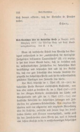552-555 [Rezension] Woerl, Leo, Welt-Rundschau über die katholische Presse zu Neujahr 1878