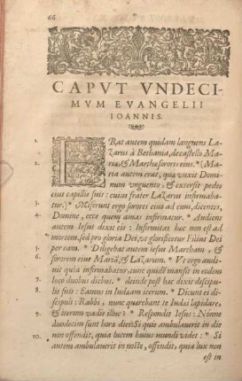 Capvt Vndecimvm Evangelii Ioannis.