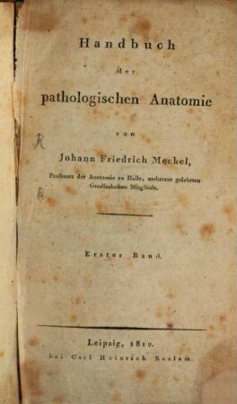 Handbuch der pathologischen Anatomie. 1