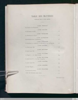 Table des Matières contenues dans le tome second