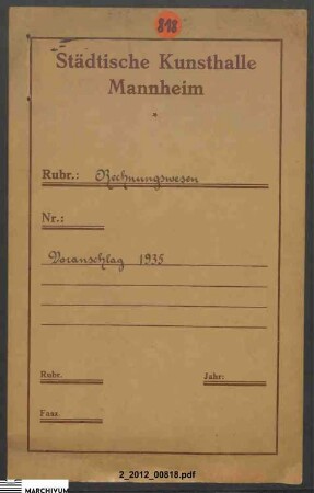 Aufstellung des Voranschlags für 1935 und Rechnungsabschluss 1935