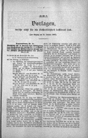 Vorlagen welche nicht für die Oeffentlichkeit bestimmt sind., 15. Januar 1902