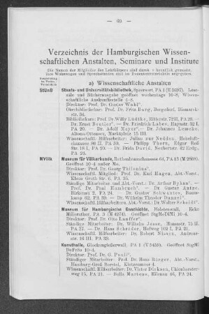 Verzeichnis der Hamburgischen Wissenschaftlichen Anstalten, Seminare und Institute