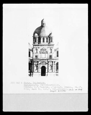 Paris, Palais des Tuileries, Gartenseite, Mittelpavillon