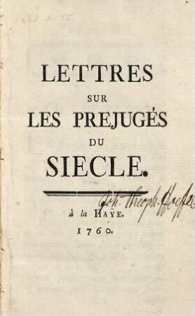 Lettres Sur Les Préjugés Du Siècle