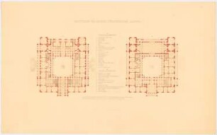 Fürstenwohnhaus für die Wittelsbacher, München: Vorentwurf, Grundriss 1. und 2.OG