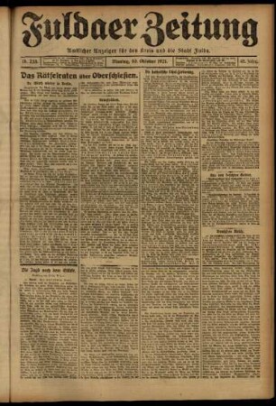 Ausgabe vom Montag, den 10. Oktober 1921.