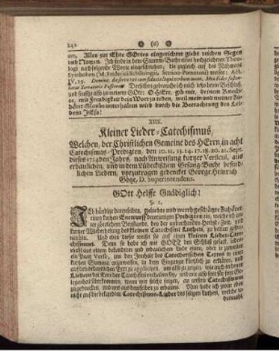 XIIX. Kleiner Lieder-Catechismus.