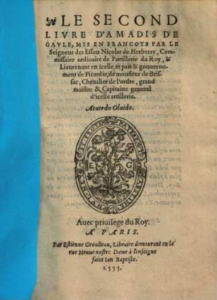 Le ... livre d'Amadis de Gaule, 2.