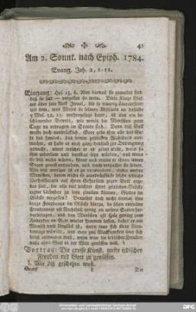 Am 2. Sonnt. nach Epiph. 1784. Evang. Joh. 2, 1 - 11.